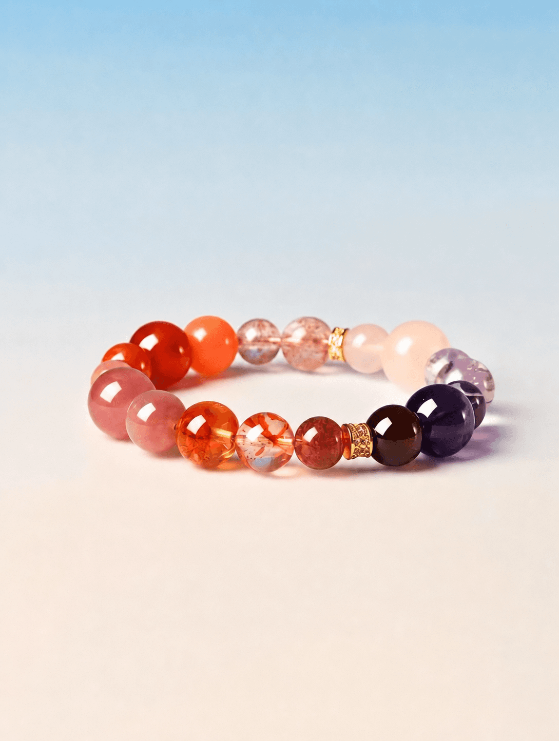 FIVEFOLD Fire bracelet in coral, red, rose and violet tones